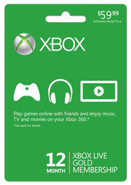 Xbox Live 12 Month Gold Card