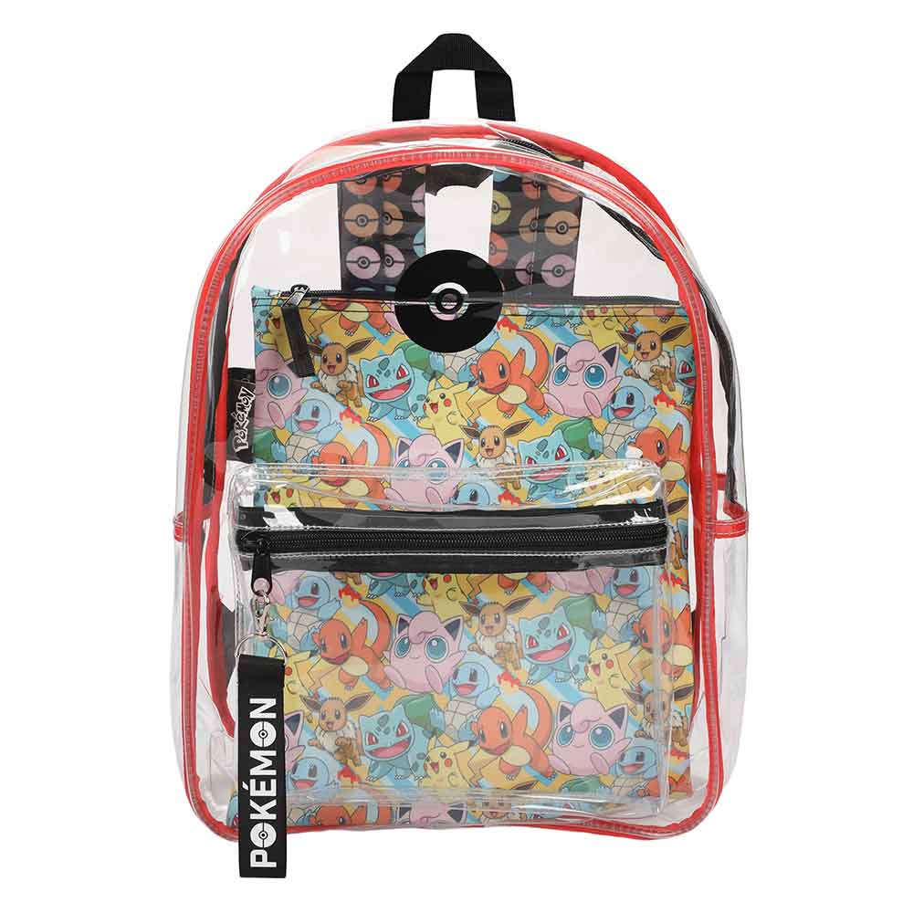 Pokemon - Clear Vinyl Backpack + AOP Utility Case (D02)